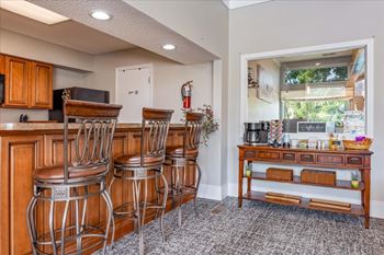 Clubhouse gathering space and coffee bar